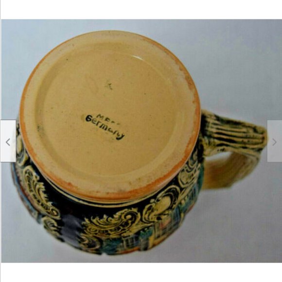 Vintage Beer Stein Germany Frankfur Wiesbaden Kurhaus Ceramic Mug Raised Design - Picture 7 of 7